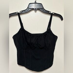 Hollister black tank top corset look size medium